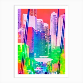 Marina Bay Singapore Retro Risograph Print 1 harbour Art Print