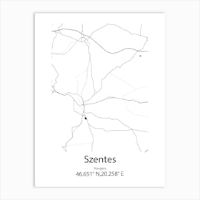 Szentes,Hungary Minimalist Map Art Print