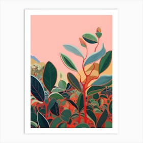 Boho Plant Painting Rubber Tree Ficus 4 Art Print