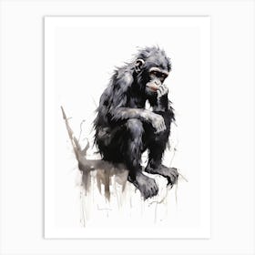 Watercolour Thinker Monkey 2 Art Print