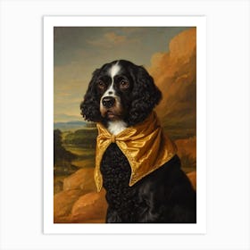 American Water Spaniel Renaissance Portrait Oil Painting Art Print