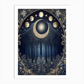 Moon In The Forest 3 Art Print