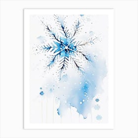 Winter, Snowflakes, Minimalist Watercolour 4 Art Print