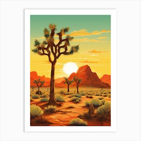 Joshua Tree At Sunrise In Nat Viga Style (3) Art Print