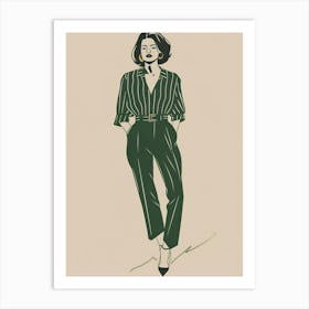 Woman In A Green Suit Art Print