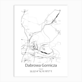 Dabrowa Gornicza,Poland Minimalist Map Art Print