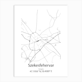 Szekesfehervar,Hungary Minimalist Map Art Print