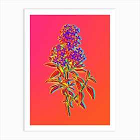 Neon Persian Lilac Botanical in Hot Pink and Electric Blue n.0601 Art Print