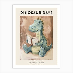 Dinosaur Reading A Book Poster 1 Art Print