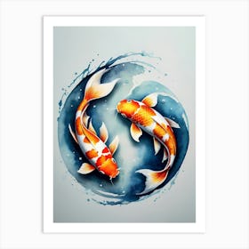 Koi Fish Yin Yang Painting (26) Art Print