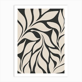 Black and Beige Leaves No. 1860 Art Print