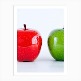 Red Apple Beside A Green Apple Embodying The Yin Yang Symbol High Contrast Soft Shadow Play Minim (1) Art Print