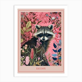 Floral Animal Painting Raccoon 3 Poster Art Print