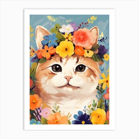 Munchkin Cat With A Flower Crown Painting Matisse Style 3 Art Print