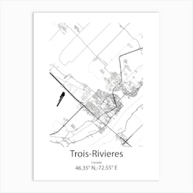 Trois Rivieres,Canada Minimalist Map Art Print