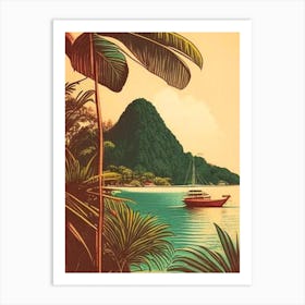 Moyo Island Indonesia Vintage Sketch Tropical Destination Art Print