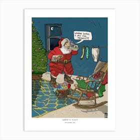 Retro Santa Visit Christmas Eve Art Print