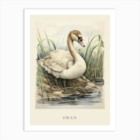 Beatrix Potter Inspired  Animal Watercolour Swan 3 Art Print