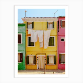 Laundry In Yellow Burano, Italy Art Print