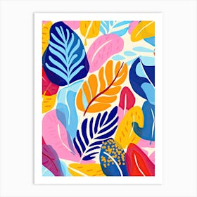 Tropical Leaves Seamless Pattern, Inspired by Matisse Art Print