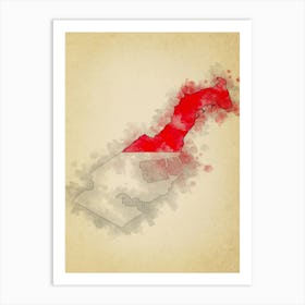 Monaco Flag Vintage Art Print