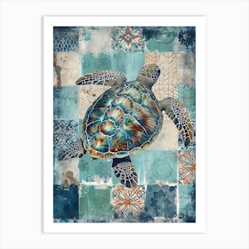 Sea Turtle Mosaic Tile Effect Art Print