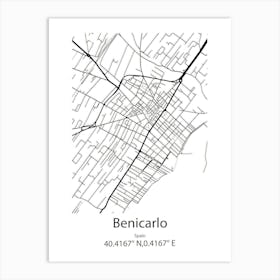 Benicarlo,Spain Minimalist Map Art Print