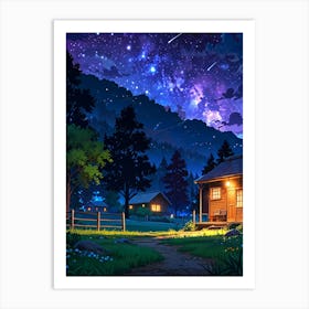 Night Sky Anime aesthetic 33 Art Print