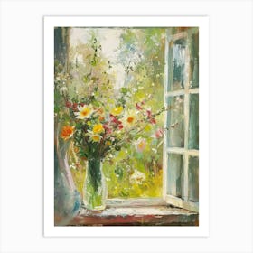 Lily Flowers On A Cottage Window 2 Art Print