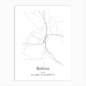 Bollnas,Sweden Minimalist Map Art Print