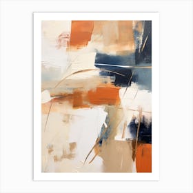 Navy And Orange Autumn Abstract Painting 2 Art Print