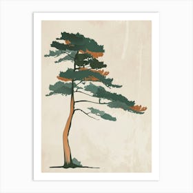 Cedar Tree Minimal Japandi Illustration 2 Art Print