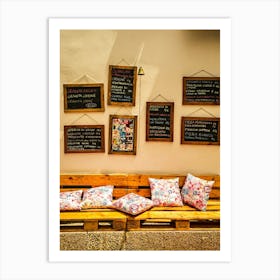 Cafe With Menus On The Wall Art Print