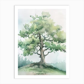 Yew Tree Atmospheric Watercolour Painting 1 Art Print