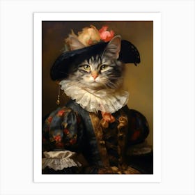 Victorian Animal Portrait, Dressed Animal Print, Lady Cat Poster, Royal Animal Paintings, Renaissance Animal Portraits, Vintage Inspired Art Art Print