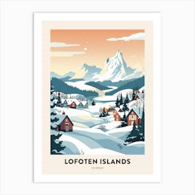 Vintage Winter Travel Poster Lofoten Islands Norway 4 Art Print