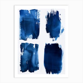 Blue Watercolor Brush Strokes Art Print