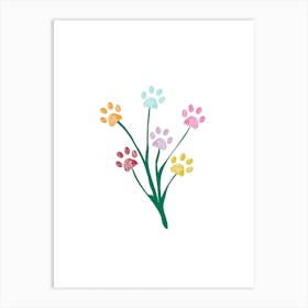 Colorful Paws Flower Art Print