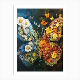 Butterfly With Flowers 4 Art Print