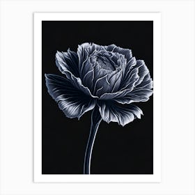 A Carnation In Black White Line Art Vertical Composition 5 Art Print