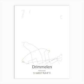 Drimmelen,Netherlands Minimalist Map Art Print