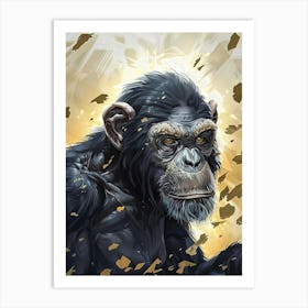 Chimpanzee Precisionist Illustration 4 Art Print