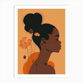 Portrait Of A Woman With Flowers 20 Art Print