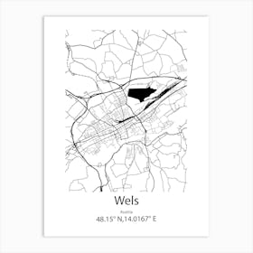 Wels,Austria Minimalist Map Art Print