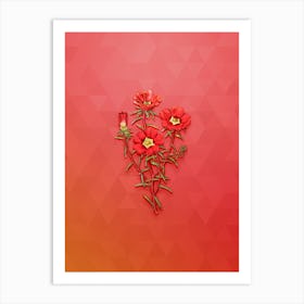 Vintage Portulaca Splendens Botanical Art on Fiery Red n.0086 Art Print