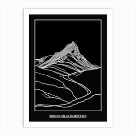 Beinn Ghlas Mountain Line Drawing 2 Poster Art Print