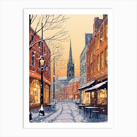 Vintage Winter Travel Illustration Oxford United Kingdom 1 Art Print