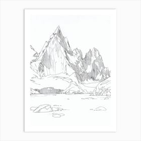 Vinson Massif Antarctica Line Drawing 6 Art Print