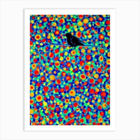 Crow Yayoi Kusama Style Illustration Bird Art Print