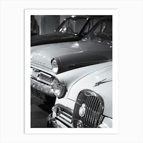 Black And White Photograph Of Classic Cars Art Print